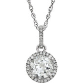 14kt White Created White Sapphire & 1/10 CTW Diamond 18" Necklace