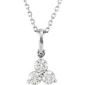 14kt White 1/3 CTW Diamond Three-Stone Necklace