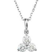 14kt White 1/2 CTW Diamond Three-Stone Necklace