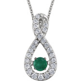 14kt White Emerald & 1/6 CTW Diamond 18" Mystara® Necklace