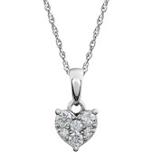 14kt White 1/5 CTW Diamond Cluster Necklace