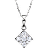 14kt White 1/3 CTW Diamond Cluster Necklace