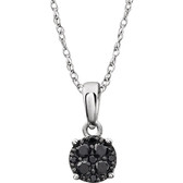 14kt White 1/5 CTW Black Diamond 18" Necklace