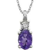 14kt White Amethyst & .02 CTW 18" Necklace