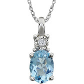 14kt White Sky Blue Topaz & .02 CTW 18" Necklace