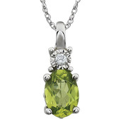 14kt White Peridot & .02 CTW 18" Necklace