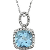 14kt White Sky Blue Topaz & .03 CTW Diamond 18" Necklace