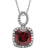 14kt White Mozambique Garnet & .03 CTW Diamond 18" Necklace