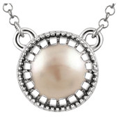 14kt White Freshwater Cultured Pearl "June" 18" Birthstone Necklace