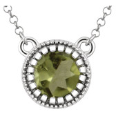 14kt White Peridot "August" 18" Birthstone Necklace