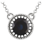 14kt White Blue Sapphire "September" 18" Birthstone Necklace