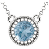 14kt White Swiss Blue Topaz "December" 18" Birthstone Necklace