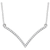 14kt White 1/6 CTW Diamond "V" 18" Necklace