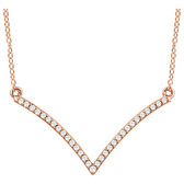 14kt Rose 1/6 CTW Diamond "V" 18" Necklace