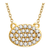 14kt Yellow 1/5 CTW Diamond Oval Cluster 18" Necklace