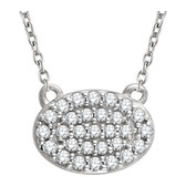 14kt White 1/5 CTW Diamond Oval Cluster 18" Necklace
