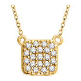 14kt Yellow 1/6 CTW Diamond Square Cluster 18" Necklace