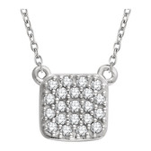 14kt White 1/6 CTW Diamond Square Cluster 18" Necklace
