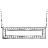 14kt White 3/8 CTW Diamond Rectangle 16-18" Necklace