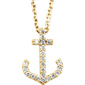 14kt Yellow 1/8 CTW Diamond Anchor Necklace
