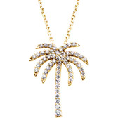 14kt Yellow 1/3 CTW Diamond Palm Tree 16" Necklace