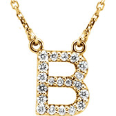 14kt Yellow Letter "B" 1/6 CTW Diamond 16" Necklace