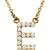 14kt Yellow Letter "E" 1/6 CTW Diamond 16" Necklace