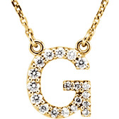 14kt Yellow Letter "G" 1/6 CTW Diamond 16" Necklace