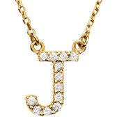 14kt Yellow Letter "J" 1/8 CTW Diamond 16" Necklace