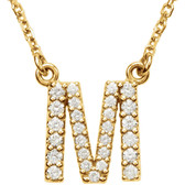 14kt Yellow Letter "M" 1/5 CTW Diamond 16" Necklace
