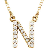 14kt Yellow Letter "N" 1/6 CTW Diamond 16" Necklace