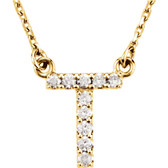 14kt Yellow Letter "T" 1/10 CTW Diamond 16" Necklace