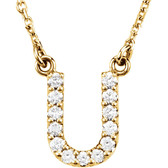 14kt Yellow Letter "U" 1/8 CTW Diamond 16" Necklace