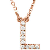 14kt Rose Letter "L" 1/10 CTW Diamond 16" Necklace