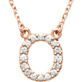 14kt Rose Letter "O" 1/6 CTW Diamond 16" Necklace
