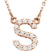 14kt Rose Letter "S" 1/6 CTW Diamond 16" Necklace