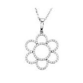 14kt White 3/8 CTW Diamond Flower 16" Necklace