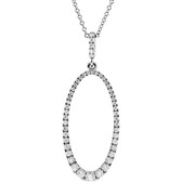 14kt White 5/8 CTW Diamond Oval Silhouette 18" Necklace