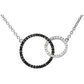 14kt White 1/3 CTW Black & White Diamond Circle 18" Necklace