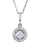 14kt White 1/2 CTW Diamond Halo-Styled 18" Necklace