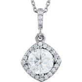 14kt White 3/8 CTW Diamond Halo-Styled 18" Necklace
