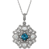 14kt White London Blue Topaz & 1/4 CTW Diamond 18" Necklace