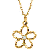 14kt Yellow .03 CTW Diamond 18" Flower Necklace