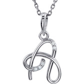 Sterling Silver .03 CTW Diamond Letter "A" Script Initial 18" Necklace
