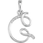 Sterling Silver .03 CTW Diamond Letter "G" Script Initial 18" Necklace