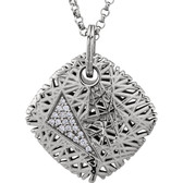14kt White .08 CTW Diamond Nest Design 18" Necklace