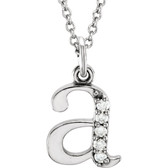 14kt White .03 CTW Diamond Lowercase Letter "a" Initial 16" Necklace