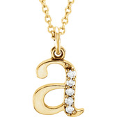 14kt Yellow .03 CTW Diamond Lowercase Letter "a" Initial 16" Necklace