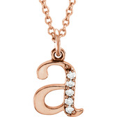 14kt Rose .03 CTW Diamond Lowercase Letter "a" Initial 16" Necklace
