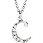 14kt White .03 CTW Diamond Lowercase Letter "c" Initial 16" Necklace
